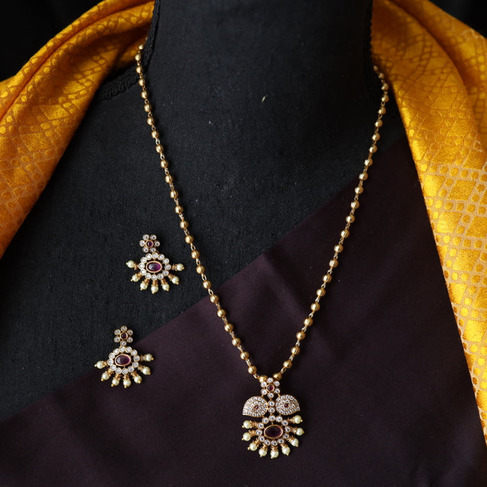 Antique pendant short necklace and earrings PEN0023