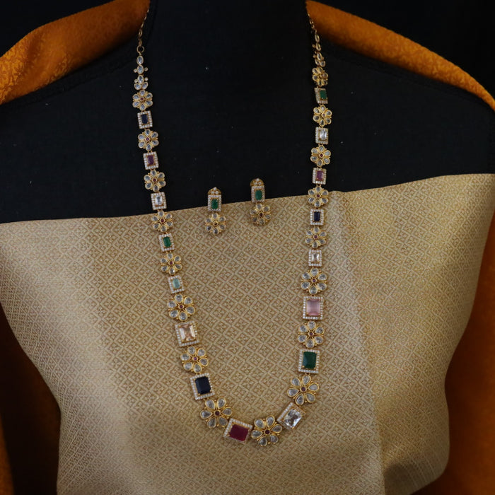 Antique multi stone long necklace with earrings LL03019