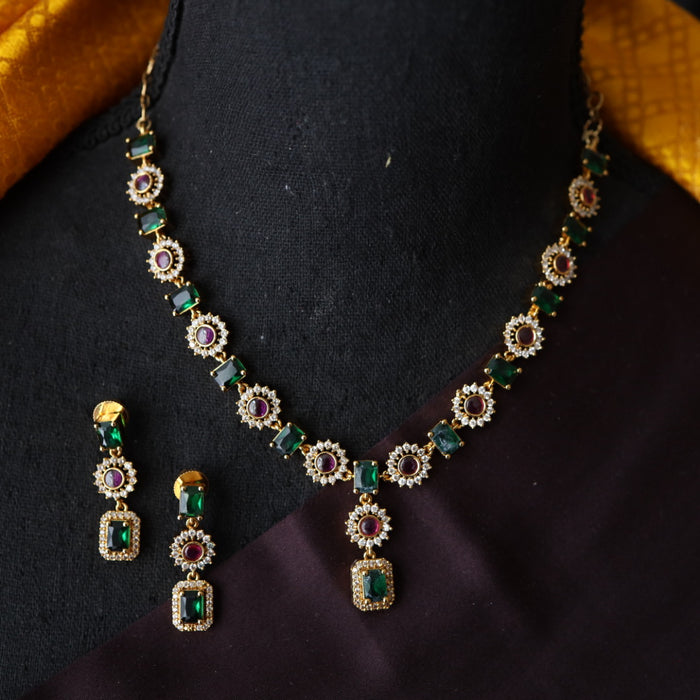 Antique multi stone short necklace and earrings TT02036