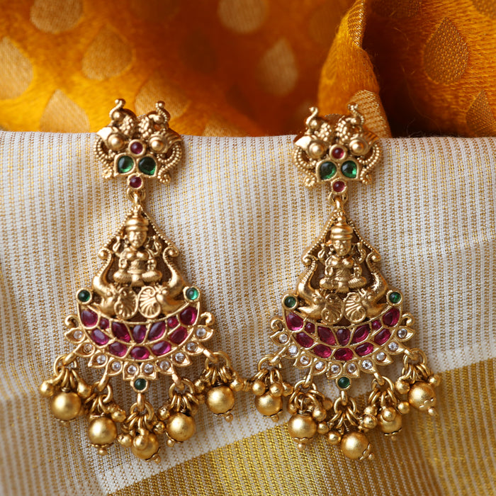 Antique ruby stone drop earring AD158