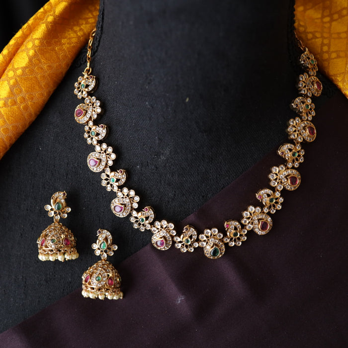 Antique stone short necklace and earrings SS10-150