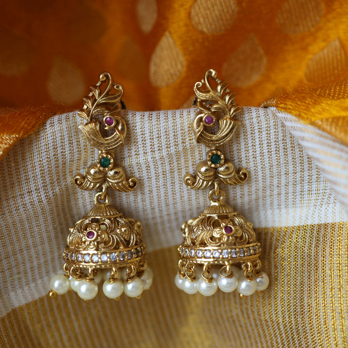Antique stone small jumka earring AJ2223