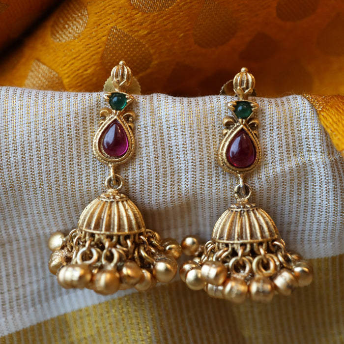 Antique ruby stone jumka earring AJ987