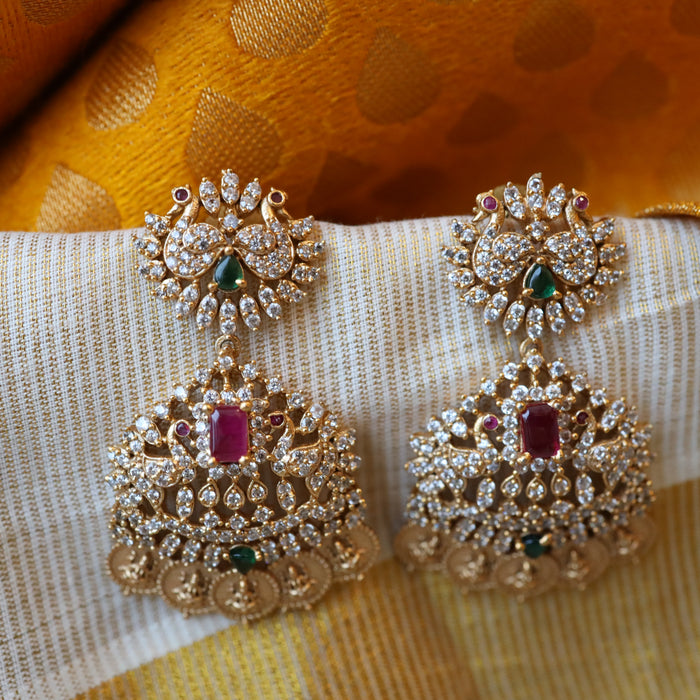 Antique ruby white stone drop earring AD671