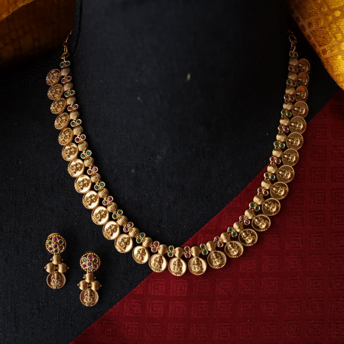 Antique coin short necklace and earrings SS10-117