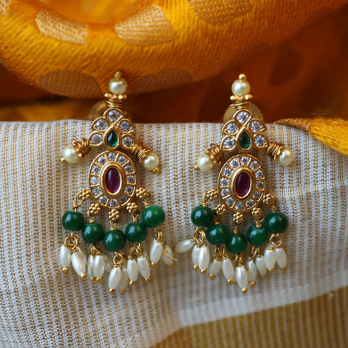 Heritage green stone drop earring AD6788