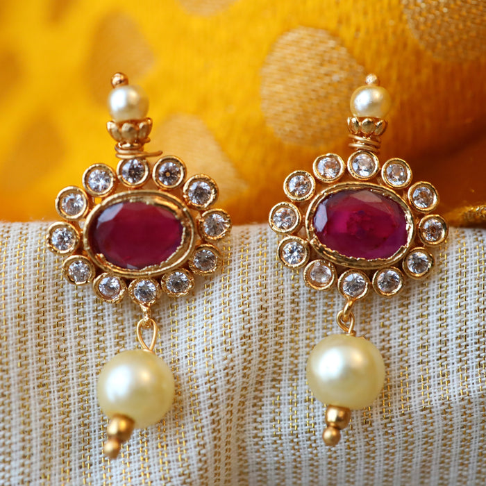 Heritage gold ruby stone studd earrings AS415