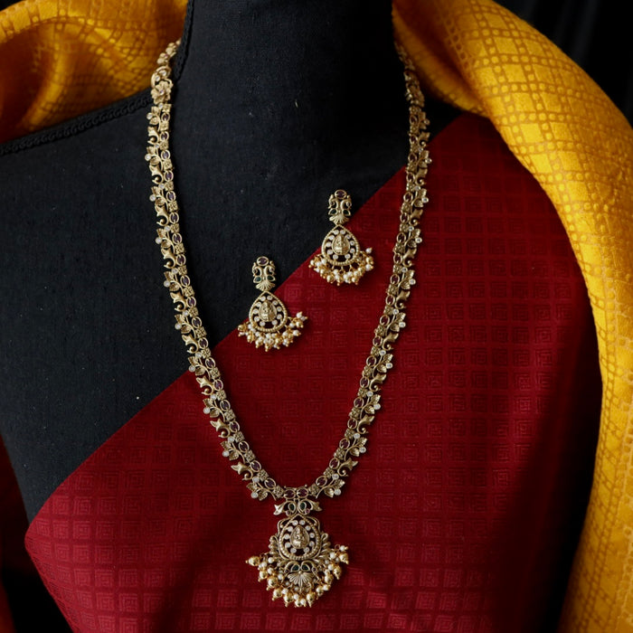 Antique temple long necklace with earrings LL02003