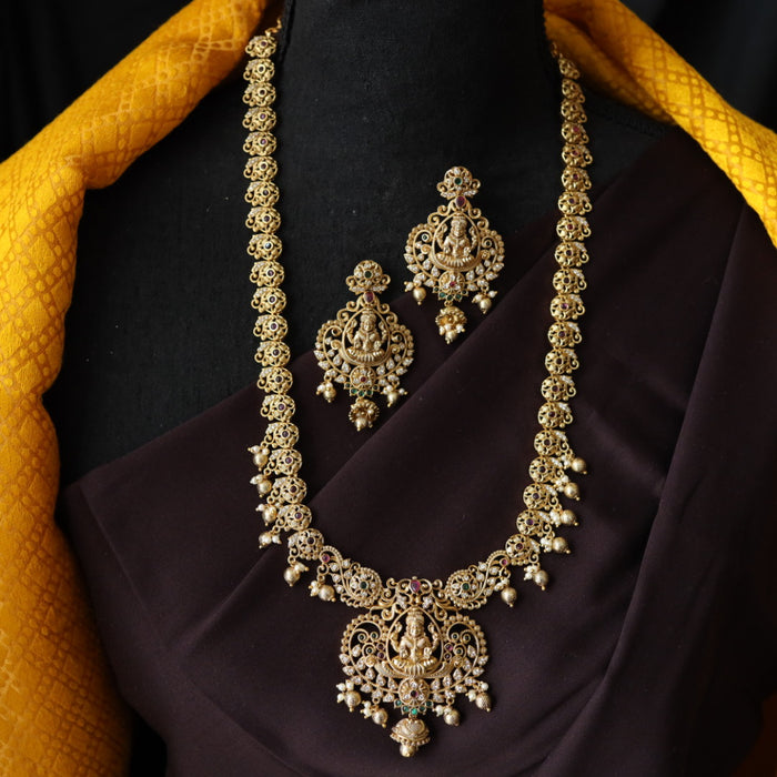 Antique temple design long necklace with earrings LL01019