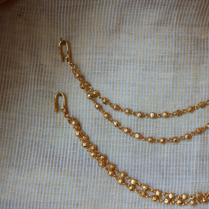 Heritage 2 layer gold plated pearl mattal ear accessories HM019