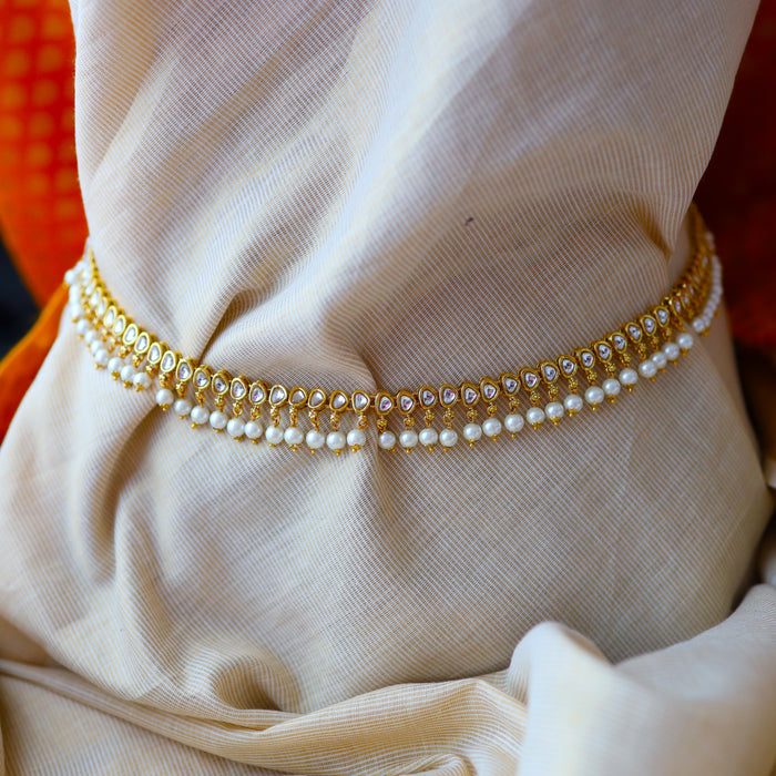Heera trendy white stone and pearl waistchain W023