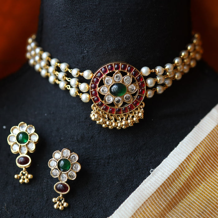 Padmini pearl choker necklace with earrings CCB1356