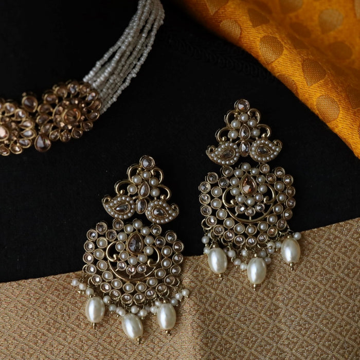 Trendy stone short necklace with earrings TW009