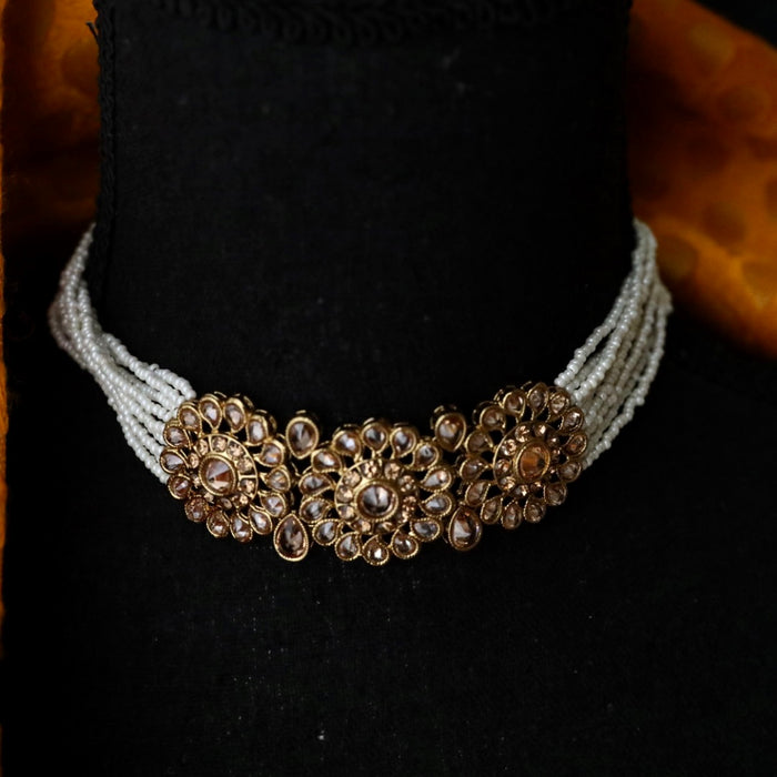 Trendy stone short necklace with earrings TW009