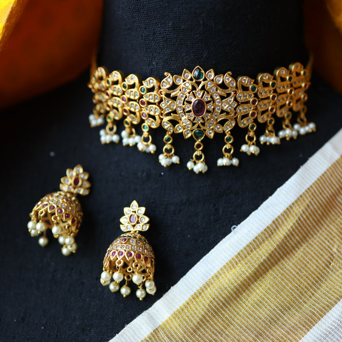 Antique choker necklace with earrings CCB346