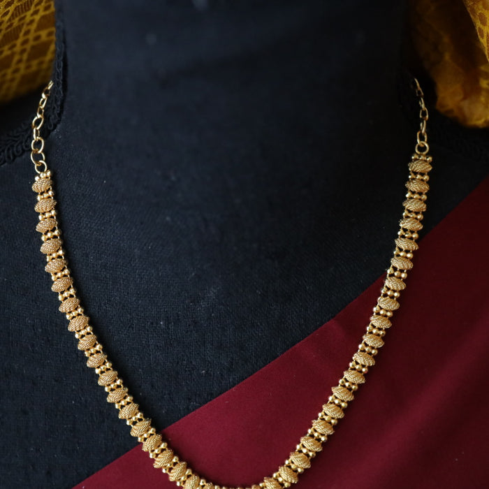 Heritage gold plated green stone short necklace H555