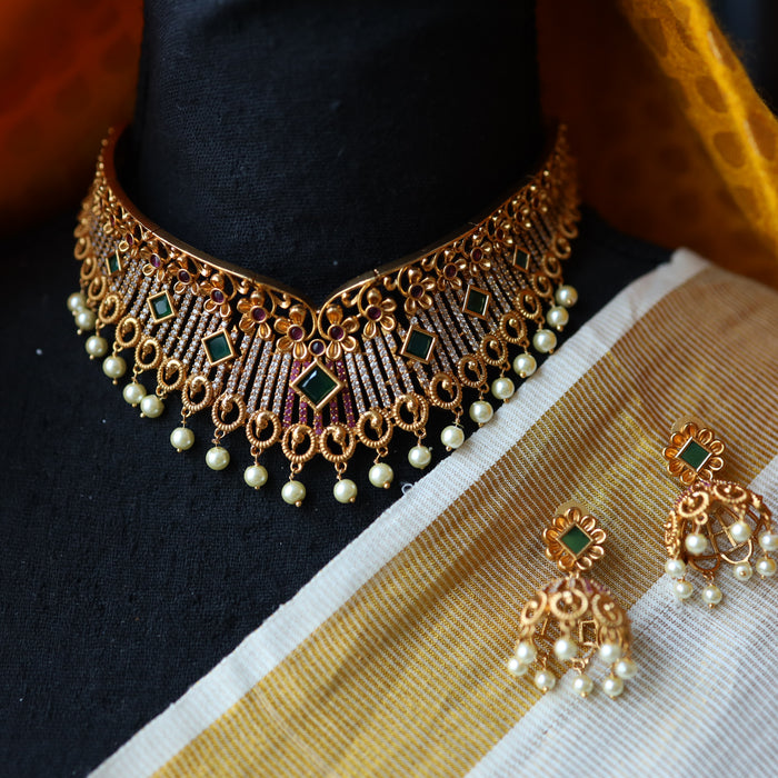Antique choker necklace with earrings CCB303