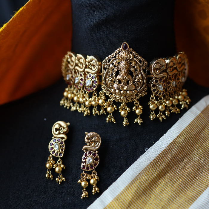 Antique temple choker necklace and earrings CCB367