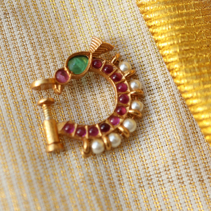 Heritage Multi stone gold plated nosering HN002
