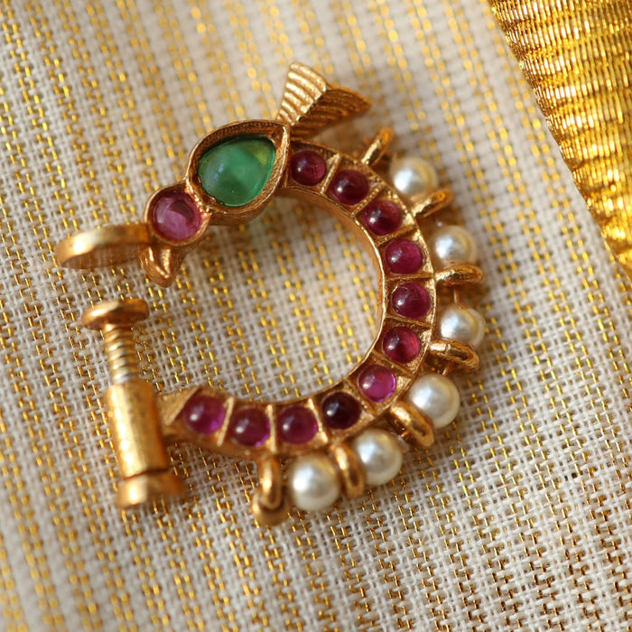 Heritage Multi stone gold plated nosering HN002