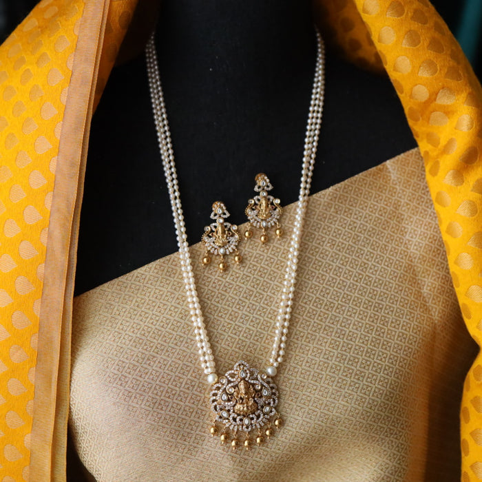 Padmini Antique pearl temple long necklace and earrings 46634