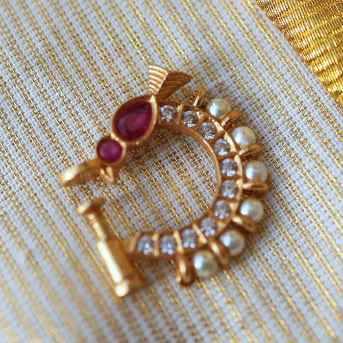 Heritage Multi stone gold plated nosering HN004