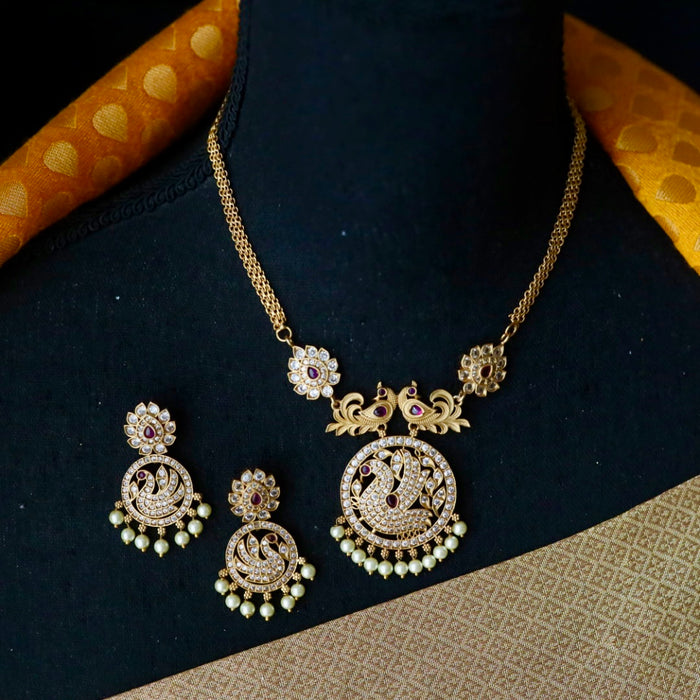 Clearance antique gold simple short necklace and earrings C111