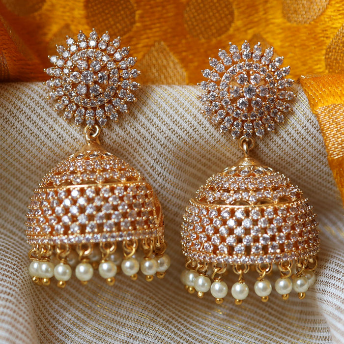 Heritage gold stone and pearl jumka earrings HJ7533