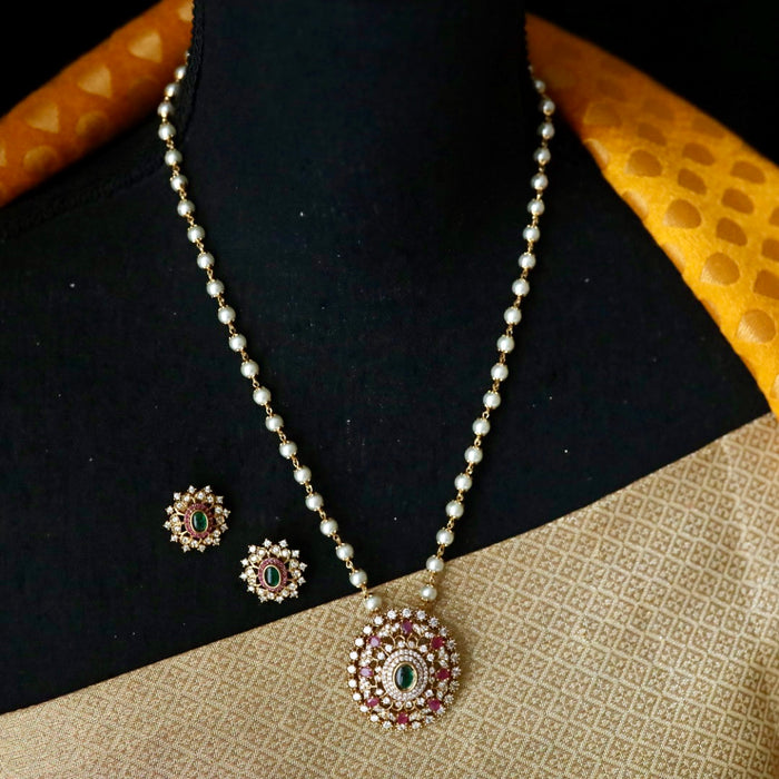 Antique padmini pearl long necklace and earrings PAD0023