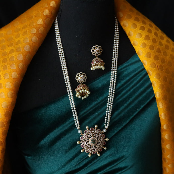 Antique Padmini pearl long necklace and earrings 466372
