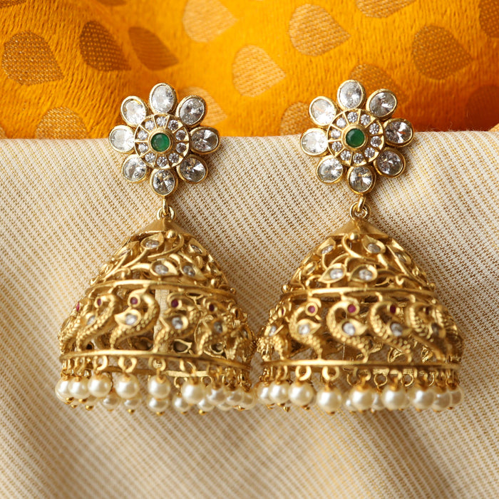 Antique green stone jumka earring AJ845