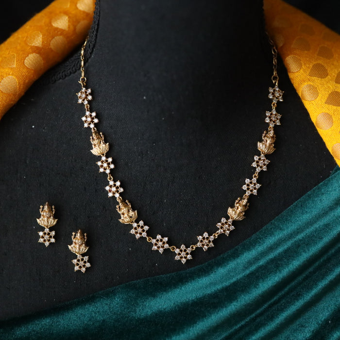 Antique white stone short necklace and earrings TT02012