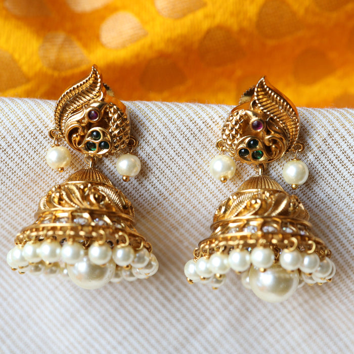 Antique green stone jumka earring AJ2295