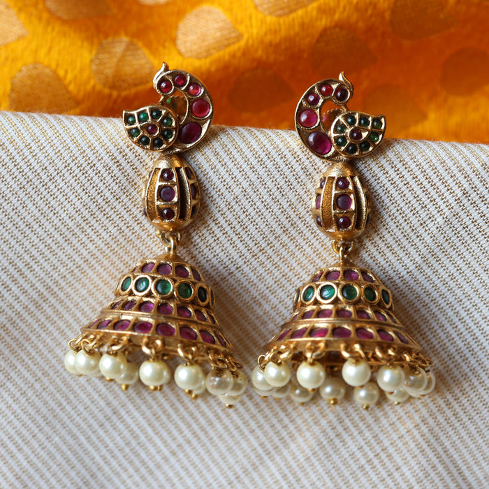 Antique ruby stone jumka earrings AJ6771