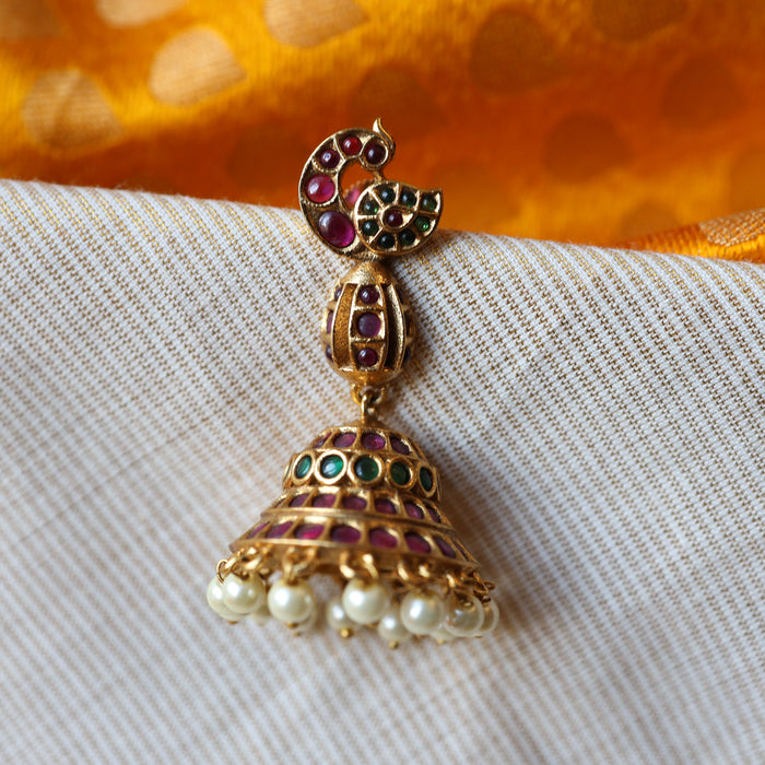 Antique ruby stone jumka earrings AJ6771