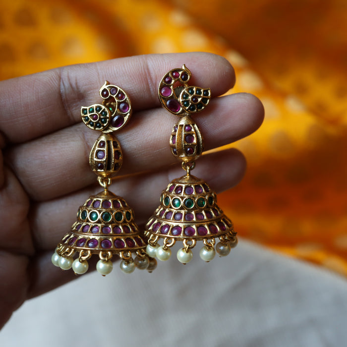 Antique ruby stone jumka earrings AJ6771