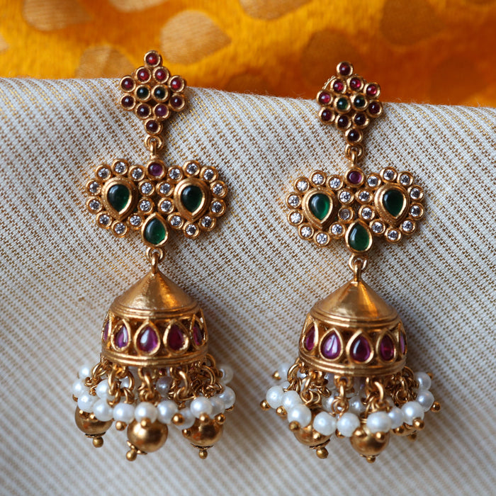 Antique ruby stone jumka earrings AJ8885