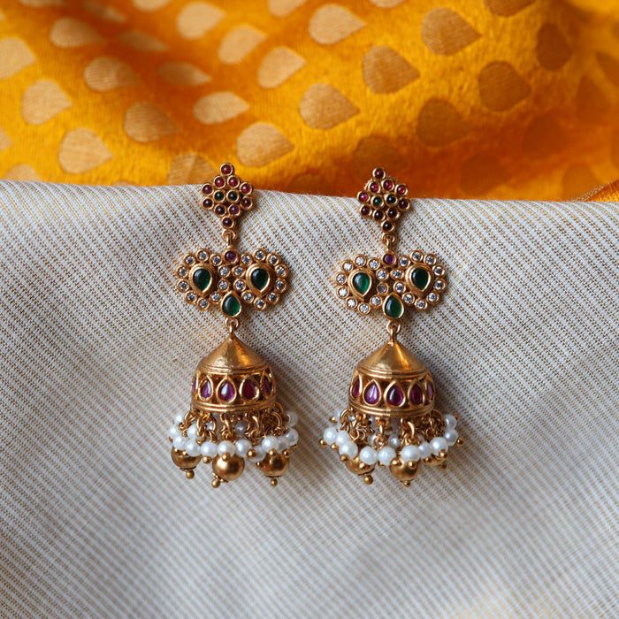 Antique ruby stone jumka earrings AJ8885