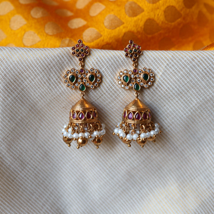 Antique ruby stone jumka earrings AJ8885