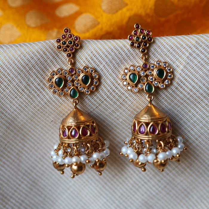 Antique ruby stone jumka earrings AJ8885