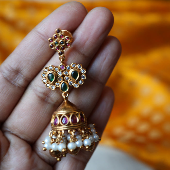 Antique ruby stone jumka earrings AJ8885