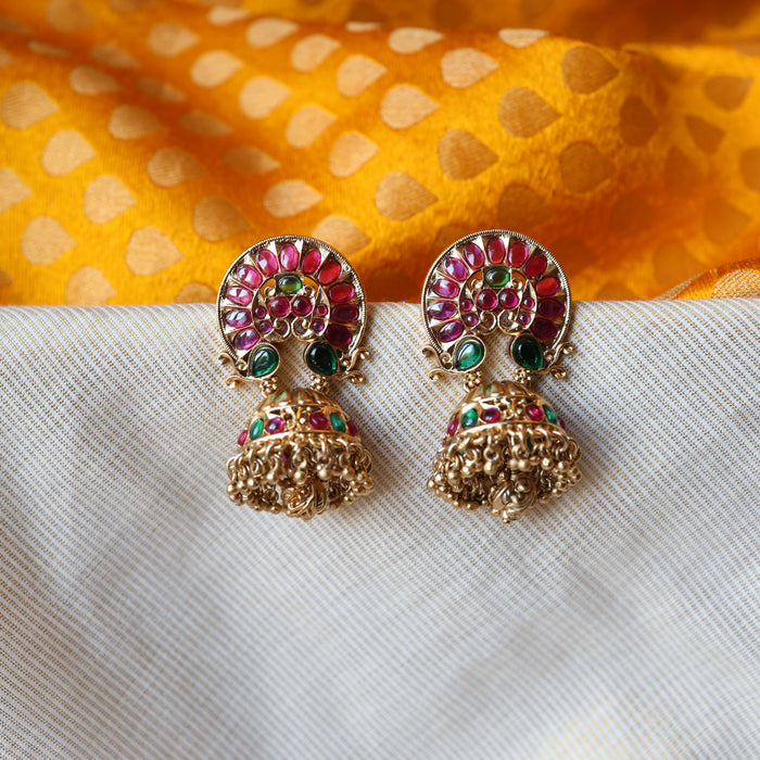 Antique ruby temple design jumka earrings AJ499