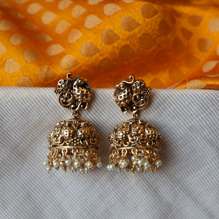 Antique gold and pearl jumka earrings AJ581