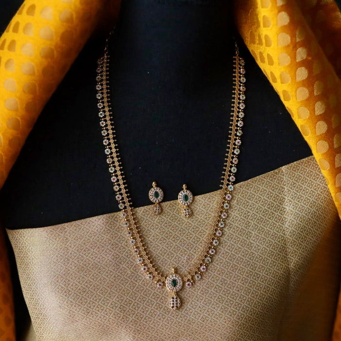 Antique gold simple short necklace and earrings SS12005