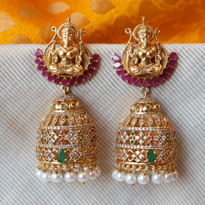 Antique stone big jumka earrings AJ602