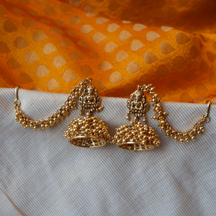 Antique gold temple design earrings AJ5256