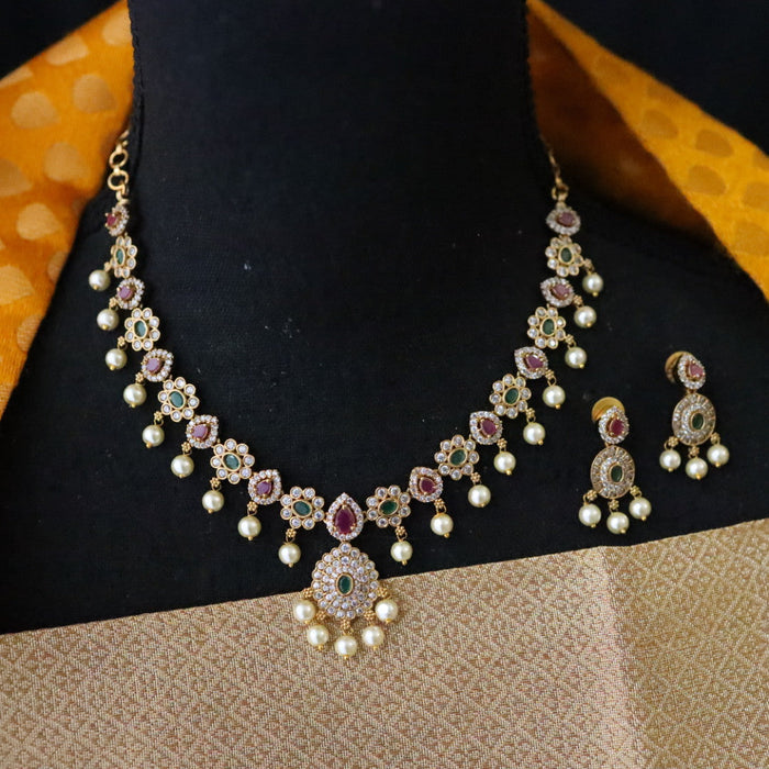 Antique short necklace with earrings TTS417