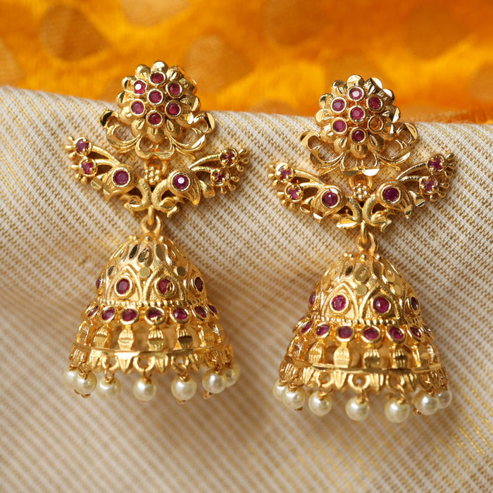 Heritage ruby stone Jumka earrings HJ0044