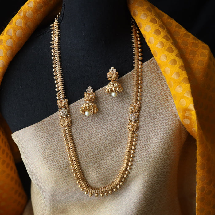 Antique gold simple long necklace/ waistchain and earrings LL0345