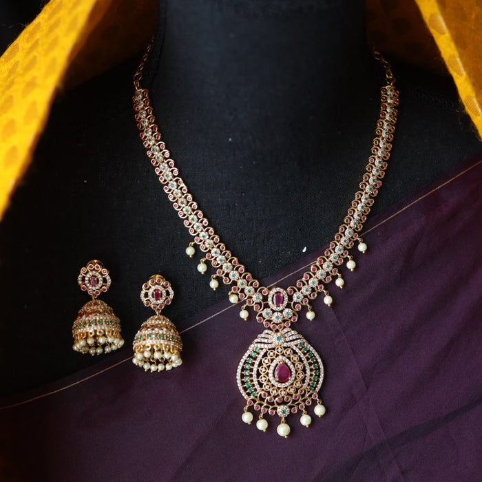 Antique short necklace and earrings 81646